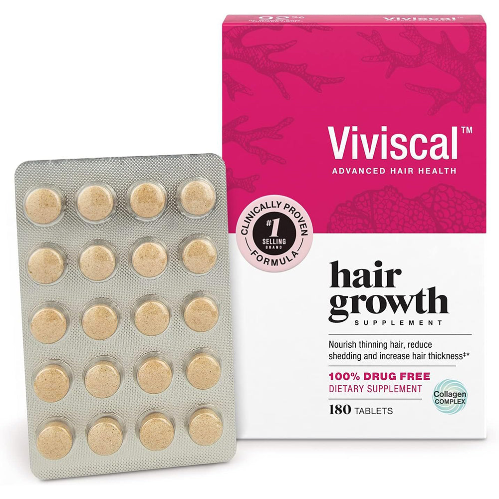 Viviscal Hair Growth for Women – 180 tablets, 3-month supply. Clinically proven with collagen complex for thicker, fuller hair & hair loss nourishment