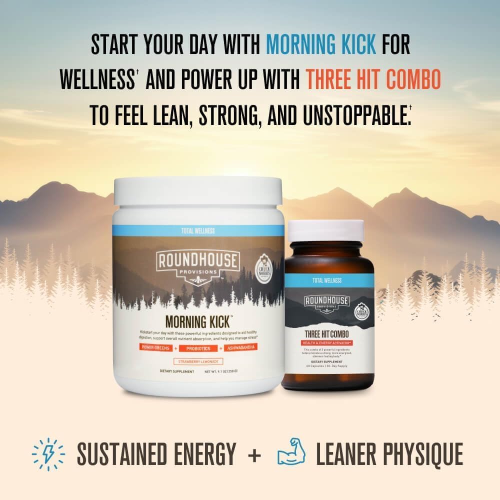 Morning Kick by Chuck Norris – Greens superfood powder, 30 servings (Strawberry Lemonade). With Ashwagandha, Collagen & Probiotics to support energy & wellness