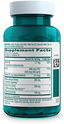 Neuriva Ultra Decaf – 60 caps, nootropic for memory, focus & alertness. With Neurofactor, Cognivive, PS, B6 & B12