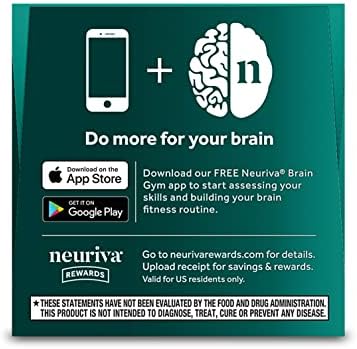 Neuriva Ultra Decaf – 60 caps, nootropic for memory, focus & alertness. With Neurofactor, Cognivive, PS, B6 & B12