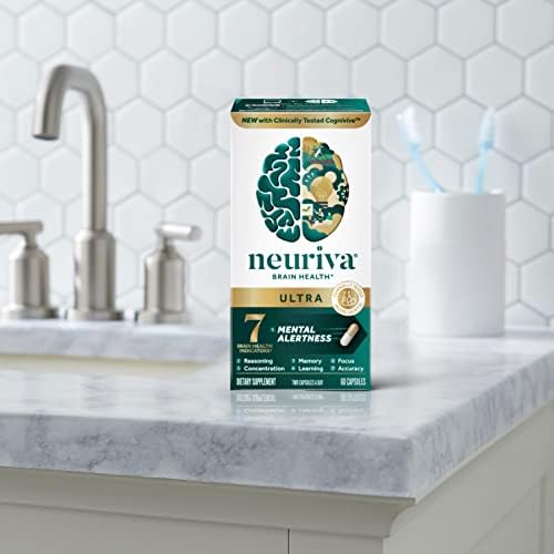 Neuriva Ultra Decaf – 60 caps, nootropic for memory, focus & alertness. With Neurofactor, Cognivive, PS, B6 & B12
