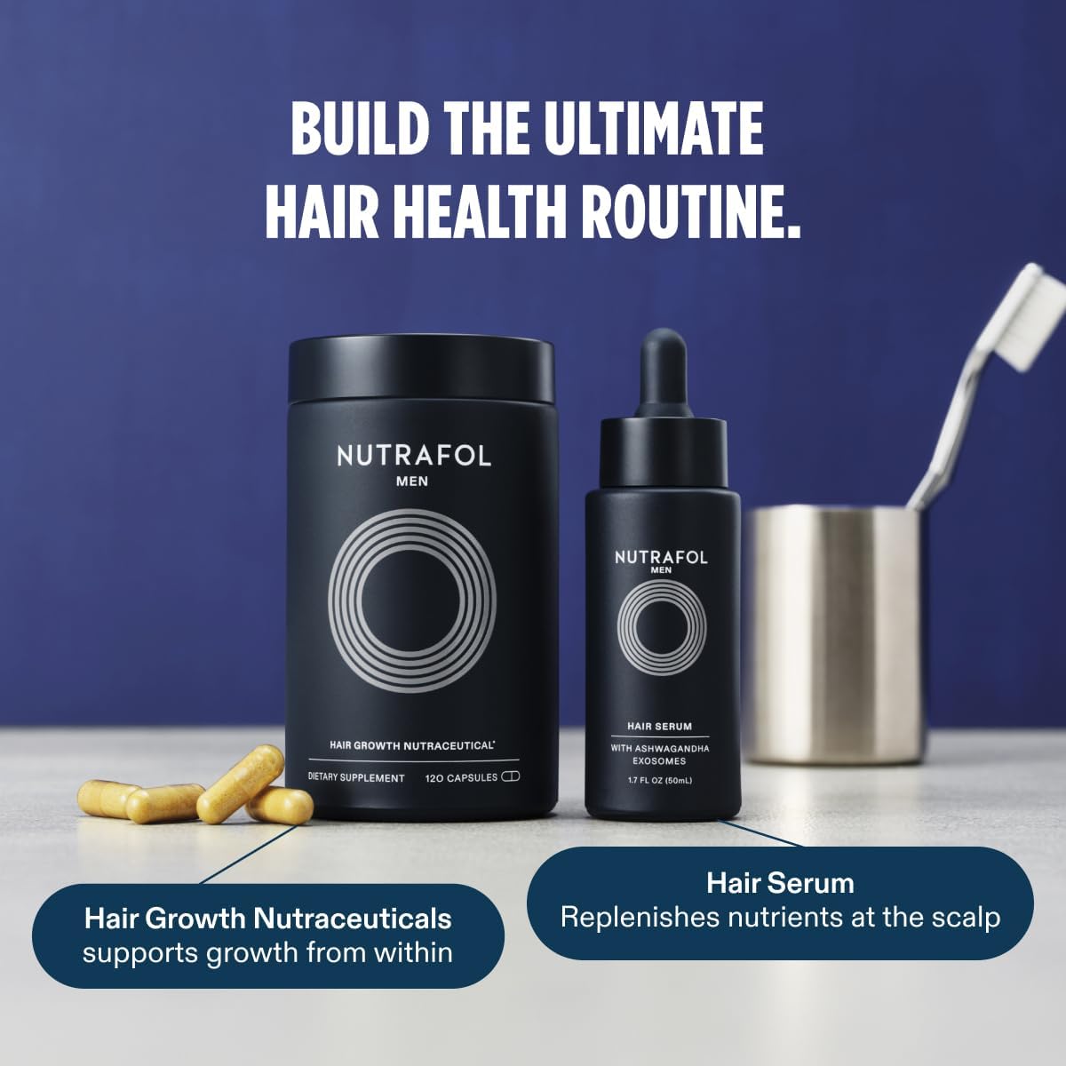 Nutrafol Men Hair Growth – 120 caps (1-month supply). Supports thicker, stronger hair with 4 capsules daily. Clinically proven formula