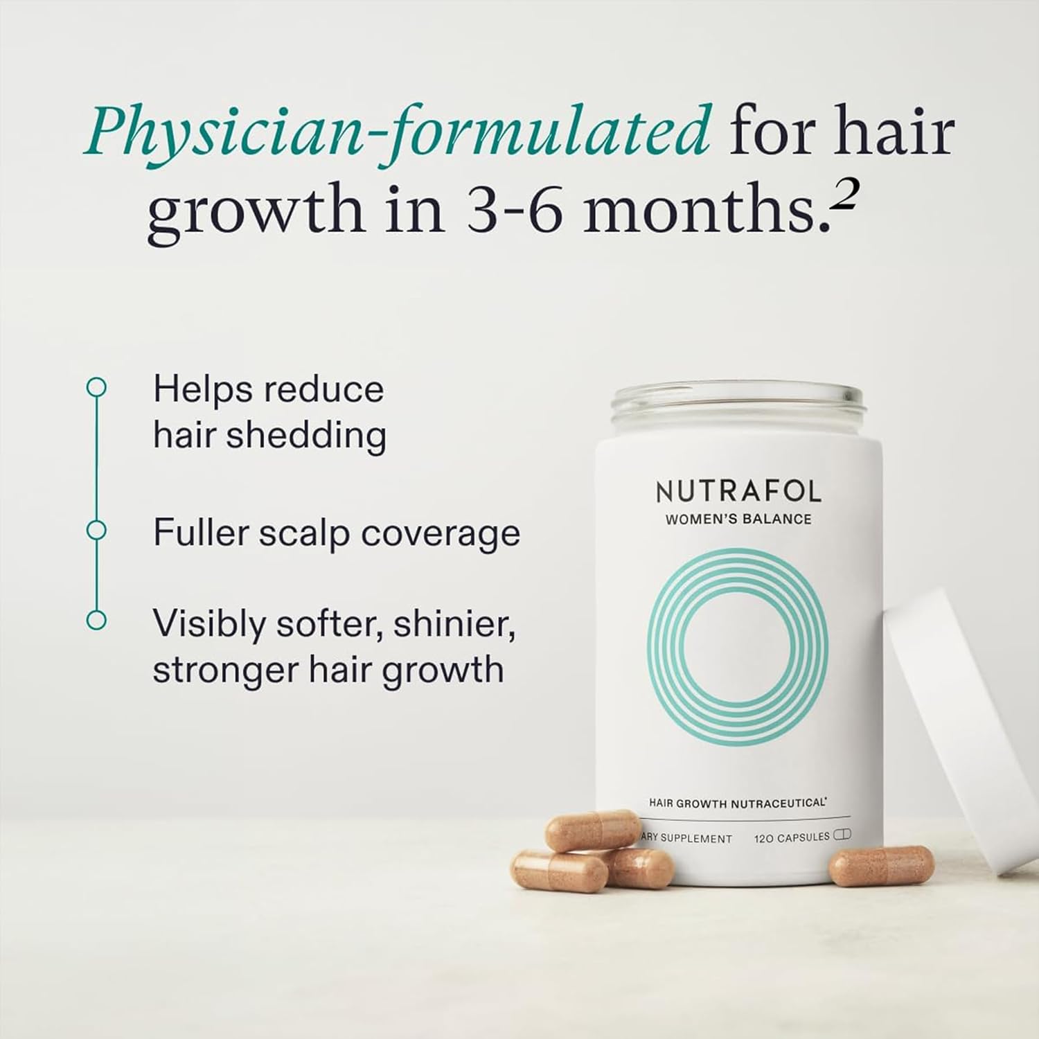 Nutrafol Women’s Balance – 1-month supply. For women 45+, supports thicker hair & scalp coverage. Clinically proven & dermatologist recommended
