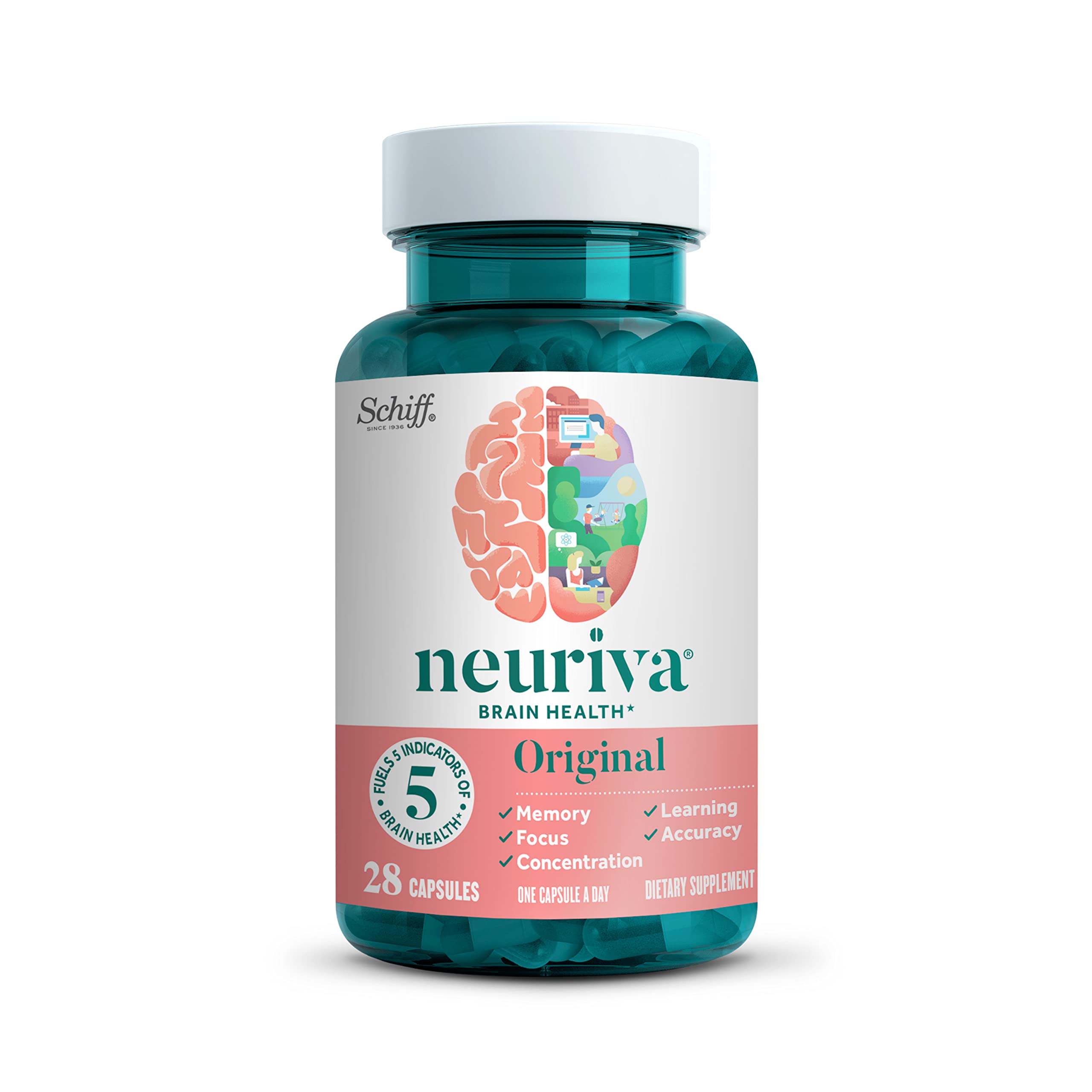 Neuriva Original Decaf – 28 caps, nootropic for memory, focus & concentration. With NeuroFactor & Phosphatidylserine