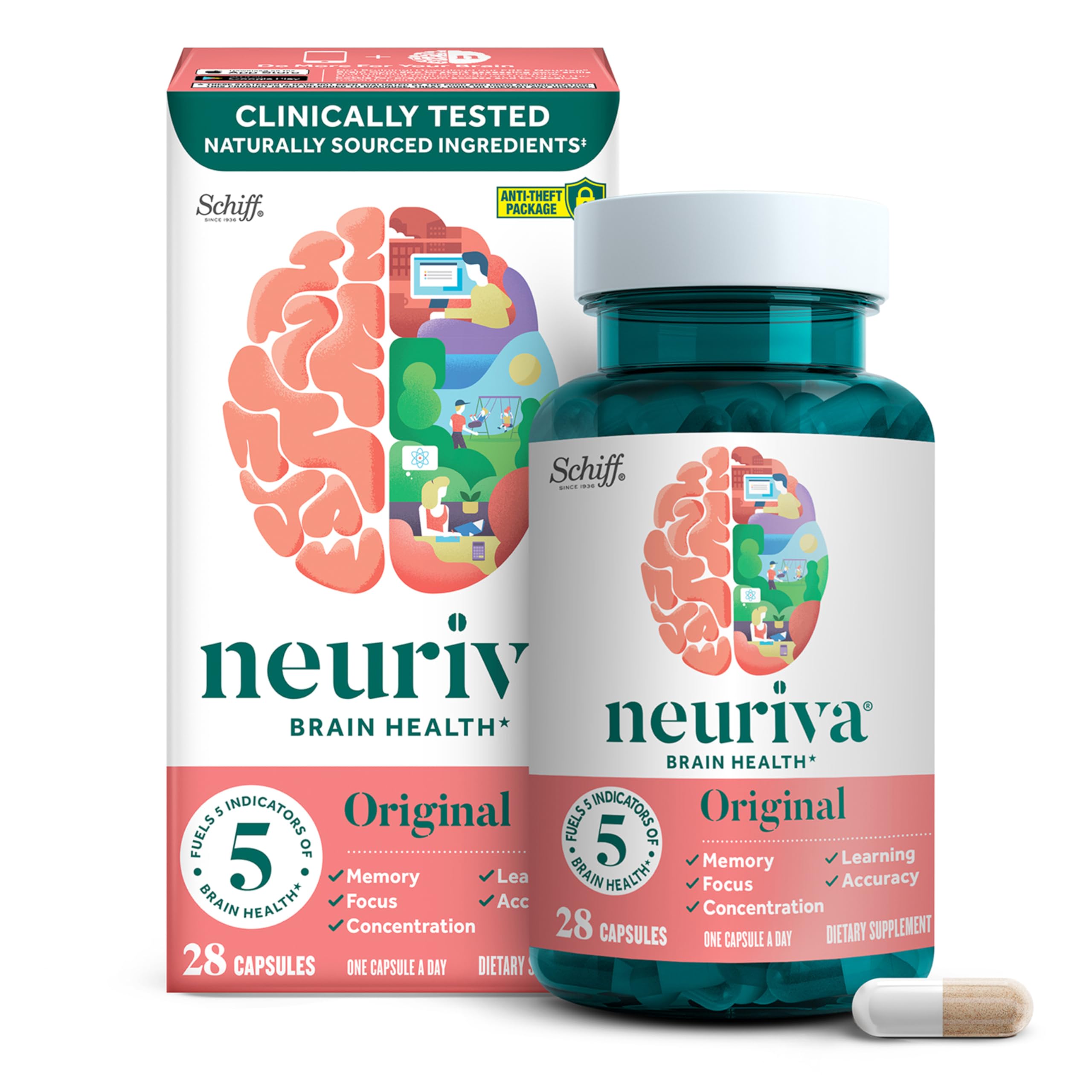 Neuriva Original Decaf – 28 caps, nootropic for memory, focus & concentration. With NeuroFactor & Phosphatidylserine