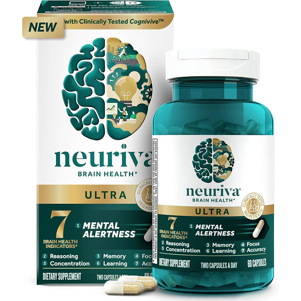 Neuriva Ultra Decaf – 60 caps, nootropic for memory, focus & alertness. With Neurofactor, Cognivive, PS, B6 & B12